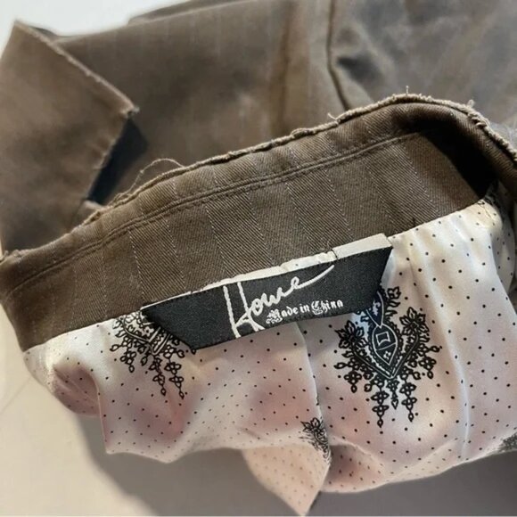 Hause of Howe Blazer Men’s Jacket Taupe Olive/Brown Pinstripe Goth Punk, Size 38 - Picture 10 of 13